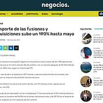 El importe de las fusiones y adquisiciones sube un 190% hasta mayo